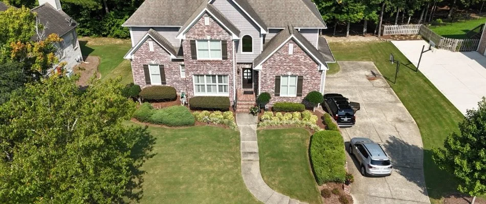 Manicured lawn and landscape at home in Huntsville, AL.