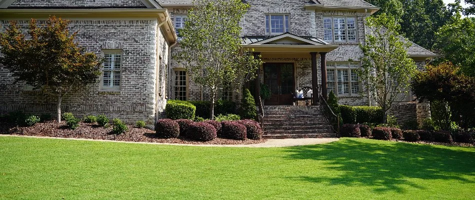 House in Hoover, AL, with landscaping and a green lawn.