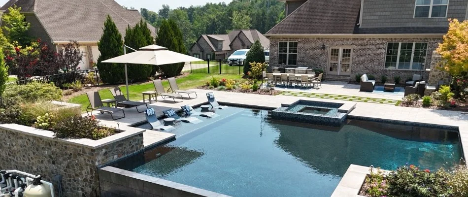 Pool in a backyard in Brownsboro, AL.