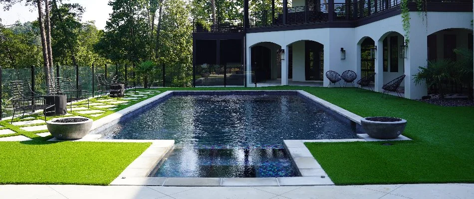 Pool with surrounding artificial turf in Hoover, AL.